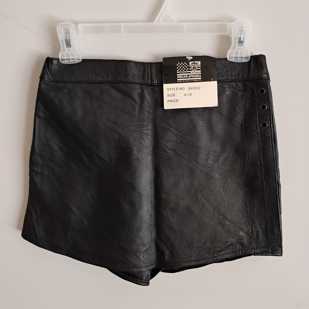 USA BIKERS DREAM APPAREL Elegant Black Leather High Waist Shorts